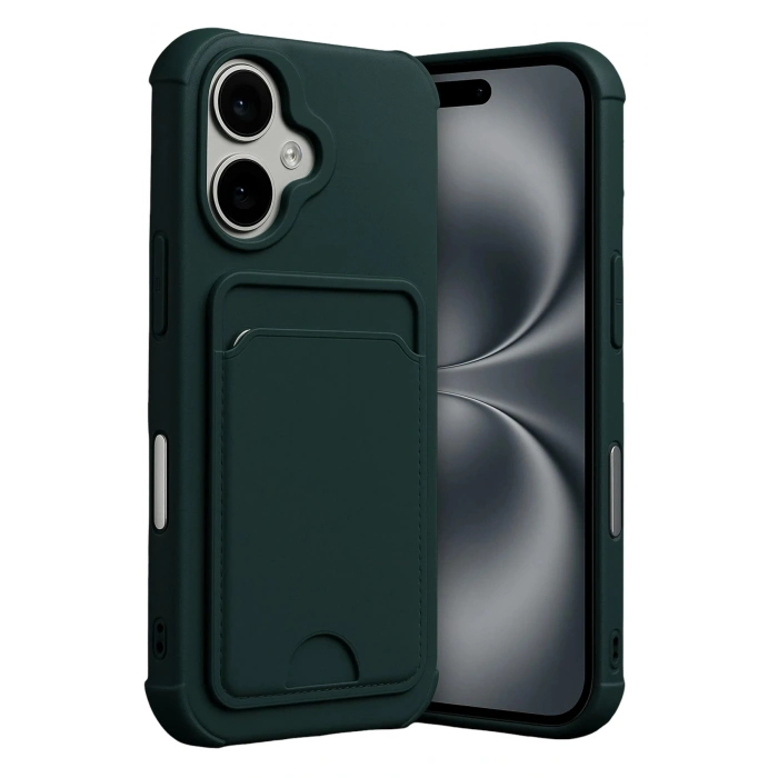 Durukar®   iPhone 17 Kelvin Kartvizitli Silikon - Koyu Yeşil