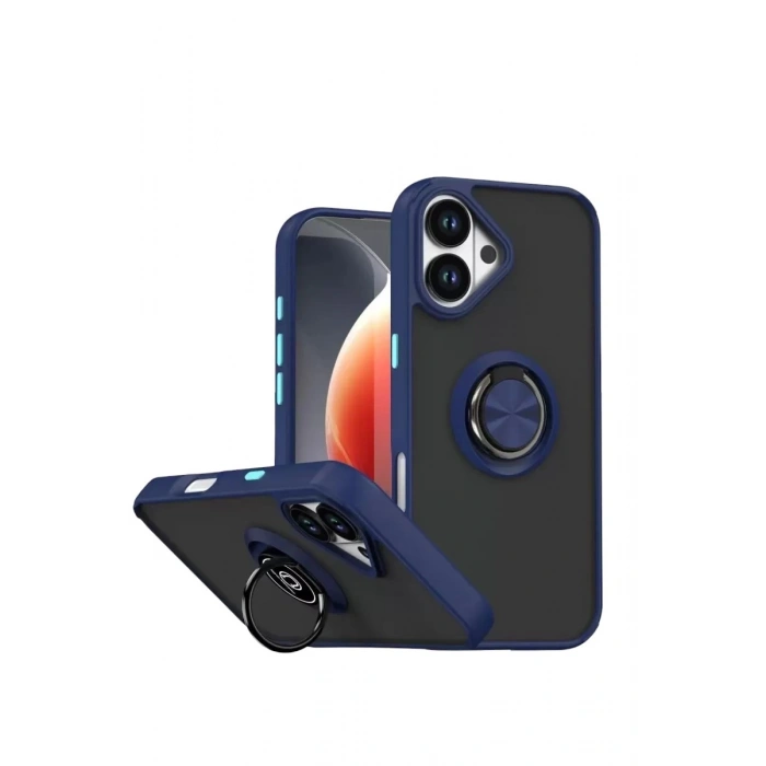 Durukar®   iPhone 17 Montreal Yüzüklü Silikon Kapak - Lacivert