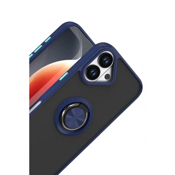 Durukar®   iPhone 17 Montreal Yüzüklü Silikon Kapak - Lacivert