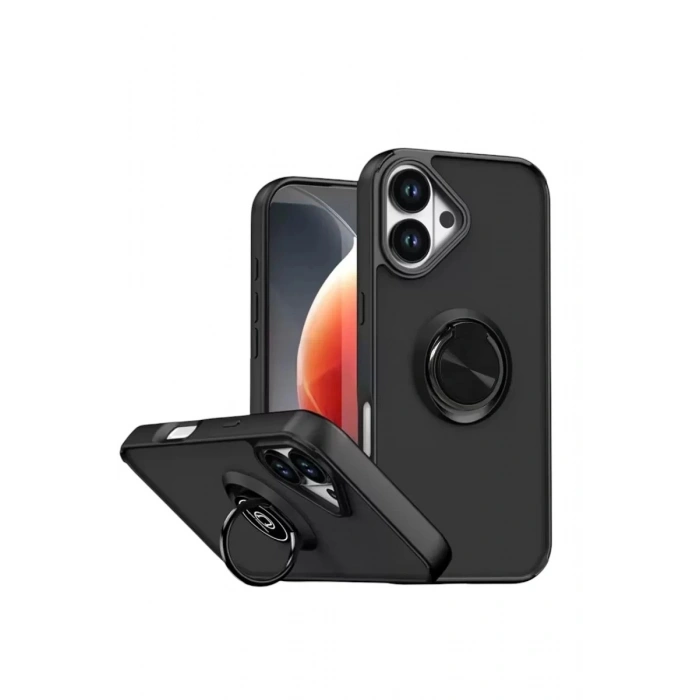 Durukar®   iPhone 17 Montreal Yüzüklü Silikon Kapak - Siyah