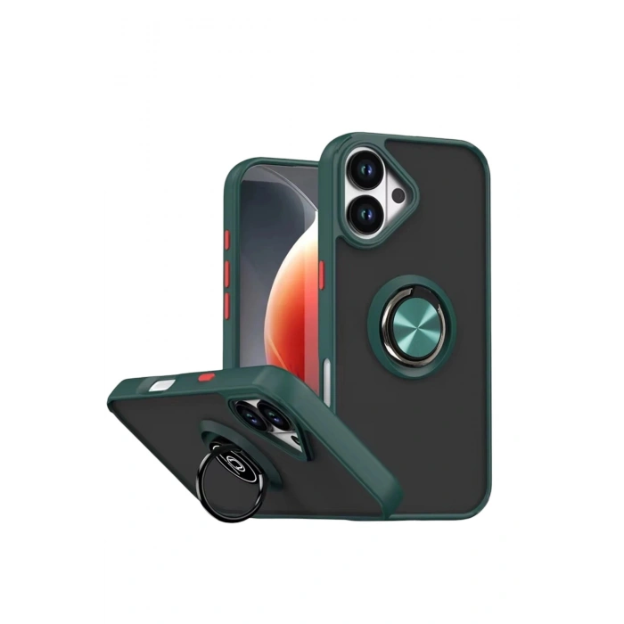 Durukar®   iPhone 17 Montreal Yüzüklü Silikon Kapak - Yeşil