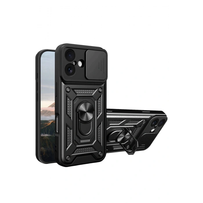 Durukar®   iPhone 17 Pars Lens Yüzüklü Silikon - Siyah