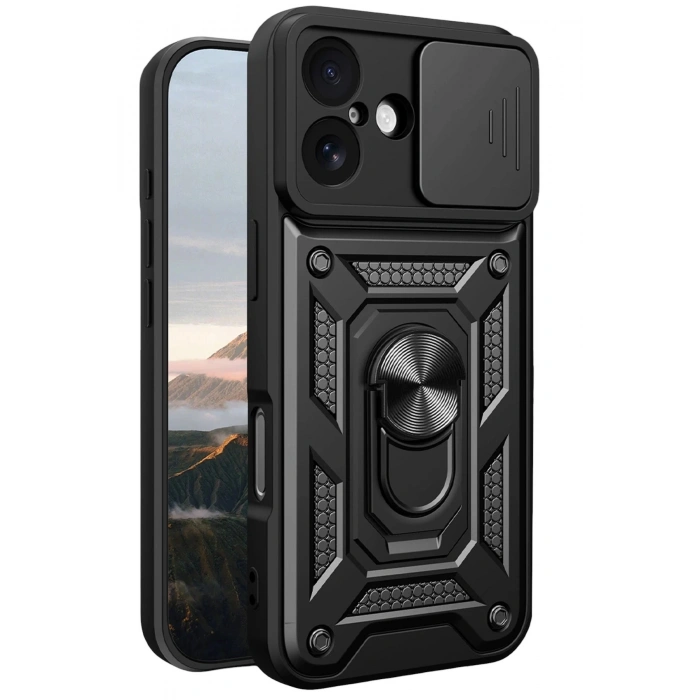Durukar®   iPhone 17 Pars Lens Yüzüklü Silikon - Siyah