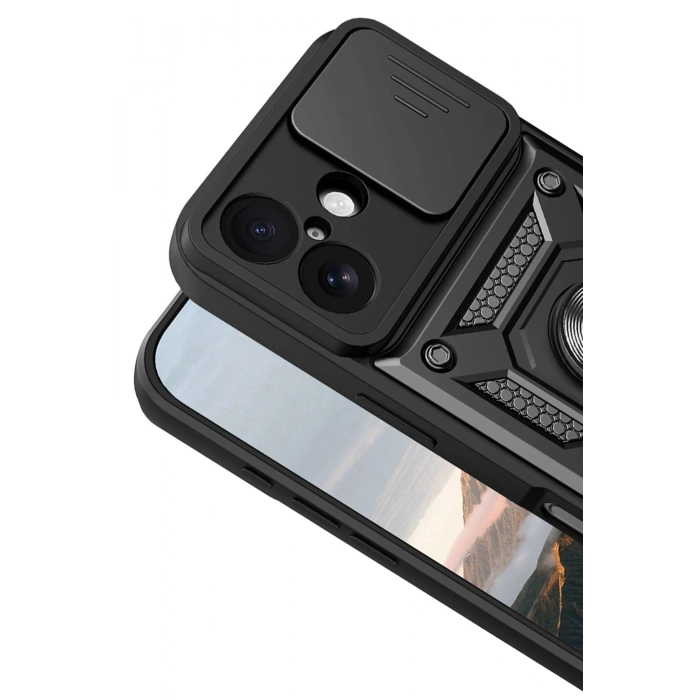 Durukar®   iPhone 17 Pars Lens Yüzüklü Silikon - Siyah