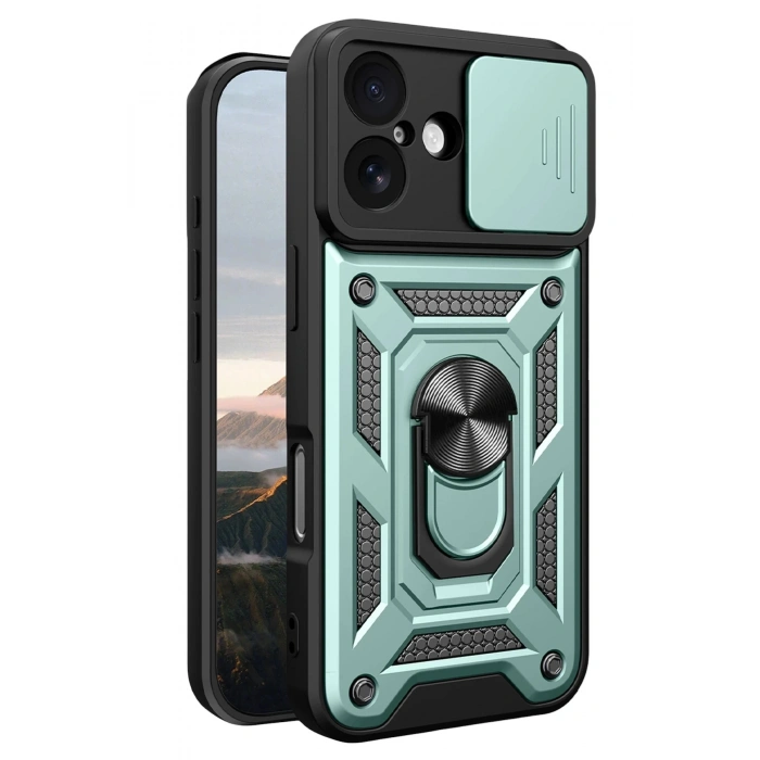 Durukar®   iPhone 17 Pars Lens Yüzüklü Silikon - Yeşil