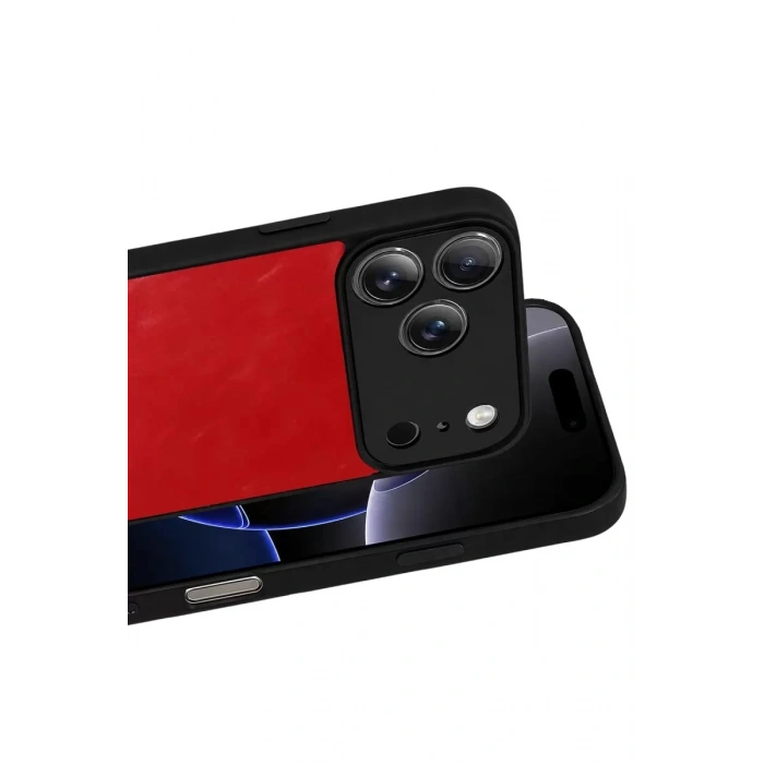 Durukar®   iPhone 17 Pro Aras Deri Kapak - Kırmızı