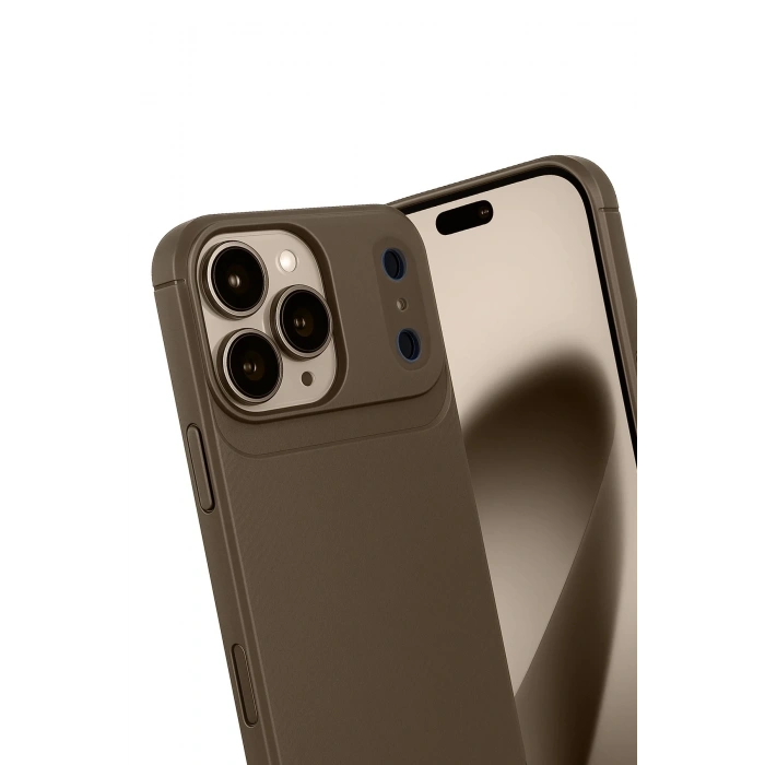Durukar®   iPhone 17 Pro Auto Focus Karbon Kapak - Kahverengi