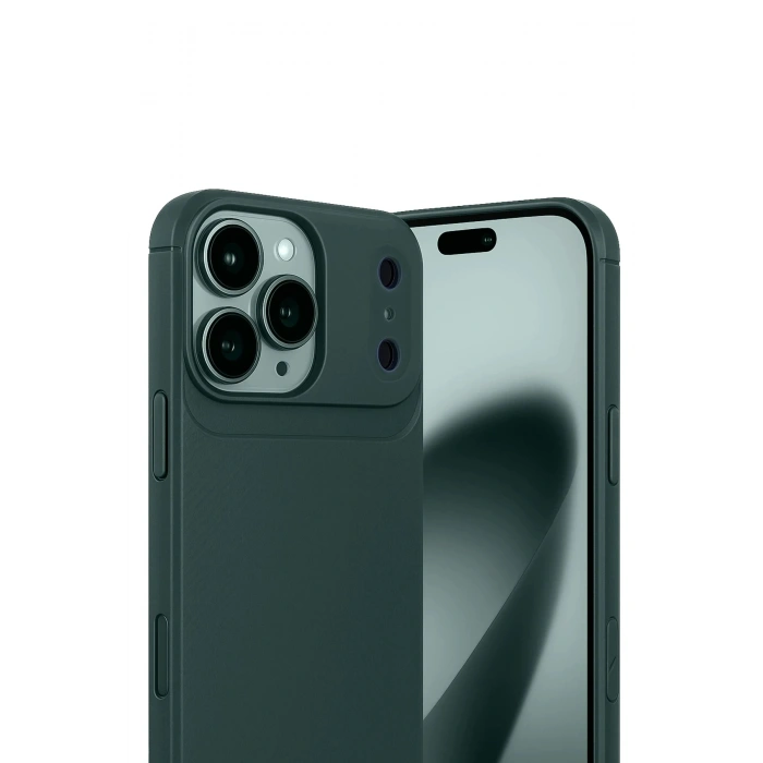 Durukar®   iPhone 17 Pro Auto Focus Karbon Kapak - Koyu Yeşil
