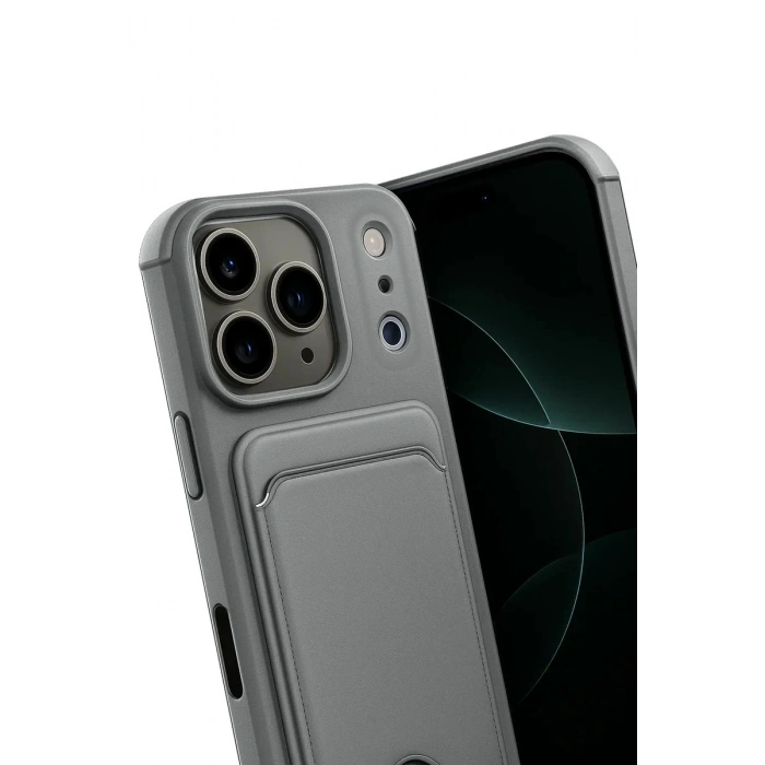 Durukar®   iPhone 17 Pro Kelvin Kartvizitli Silikon - Gri