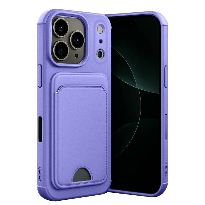 Durukar®   iPhone 17 Pro Kelvin Kartvizitli Silikon - Lila