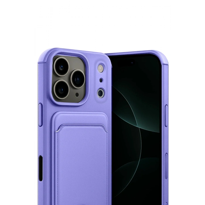 Durukar®   iPhone 17 Pro Kelvin Kartvizitli Silikon - Lila