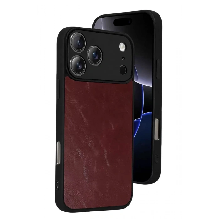 Durukar®   iPhone 17 Pro Max Aras Deri Kapak - Bordo