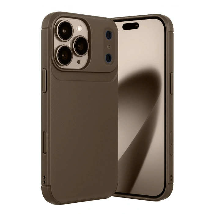 Durukar®   iPhone 17 Pro Max Auto Focus Karbon Kapak - Kahverengi
