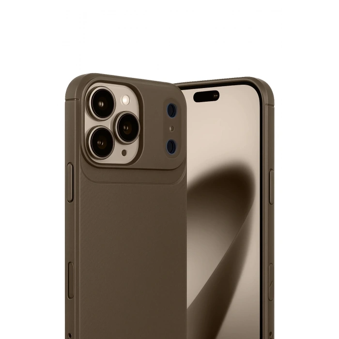 Durukar®   iPhone 17 Pro Max Auto Focus Karbon Kapak - Kahverengi