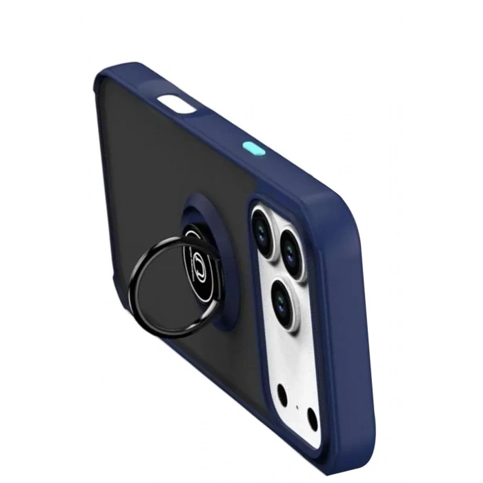 Durukar®   iPhone 17 Pro Max Montreal Yüzüklü Silikon Kapak - Lacivert