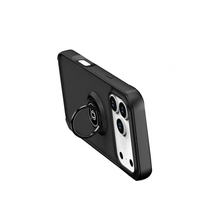 Durukar®   iPhone 17 Pro Max Montreal Yüzüklü Silikon Kapak - Siyah