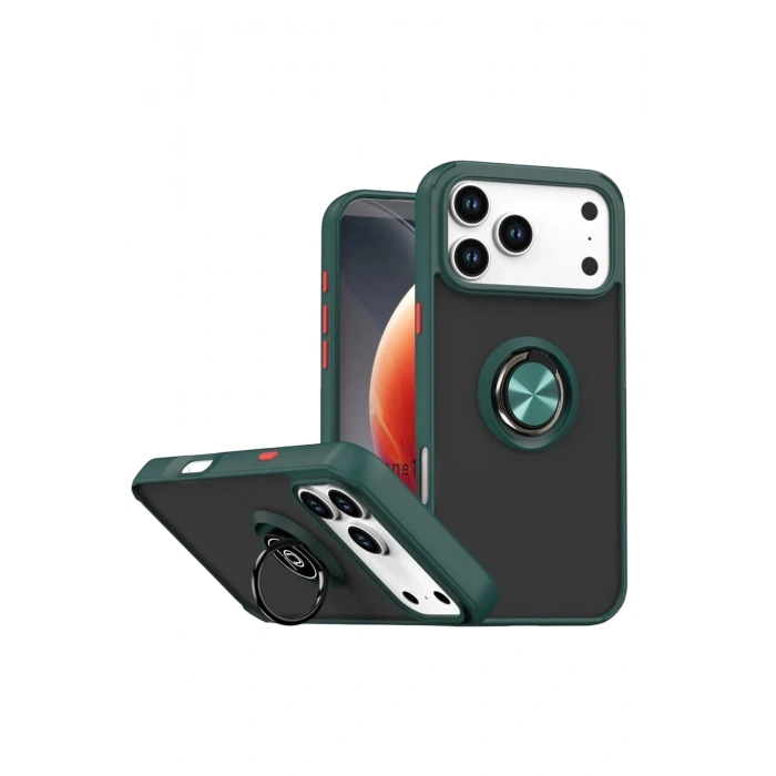 Durukar®   iPhone 17 Pro Max Montreal Yüzüklü Silikon Kapak - Yeşil