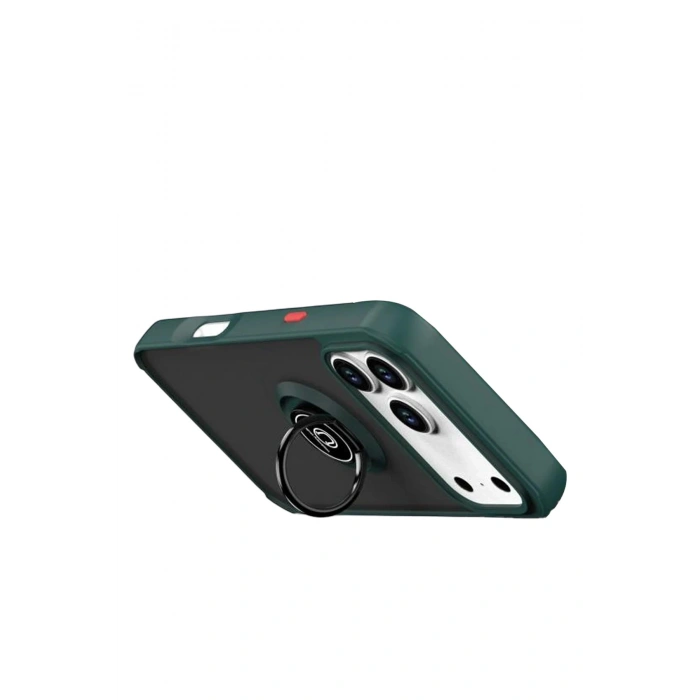 Durukar®   iPhone 17 Pro Max Montreal Yüzüklü Silikon Kapak - Yeşil