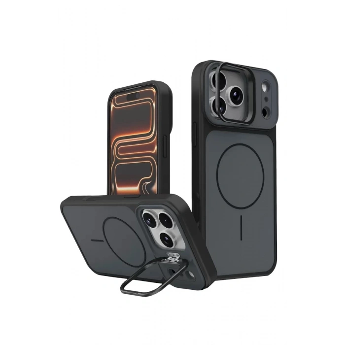 Durukar®   iPhone 17 Pro Max Pale Magsafe Standlı Kapak - Siyah