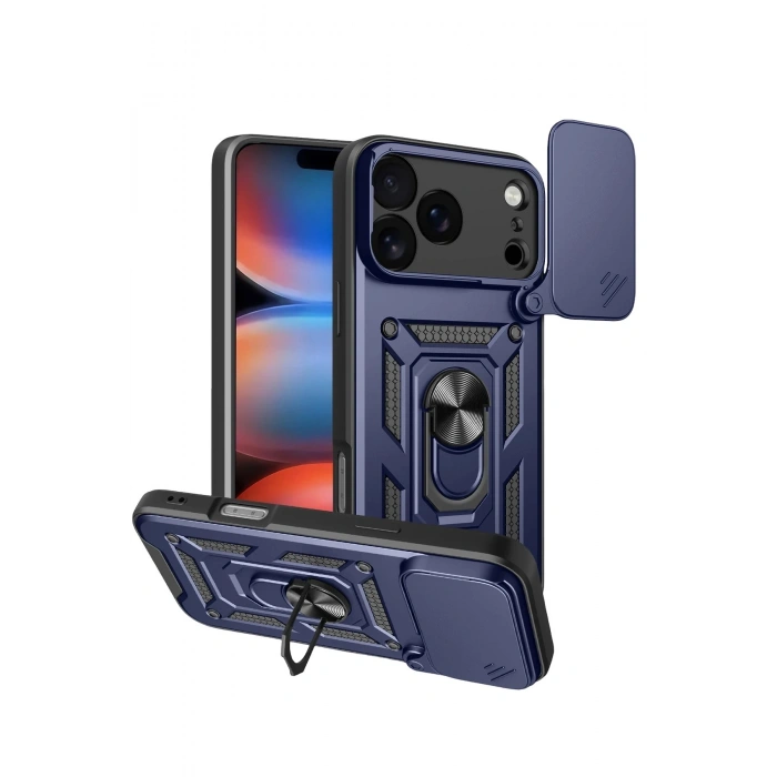Durukar®   iPhone 17 Pro Pars Lens Yüzüklü Silikon - Lacivert