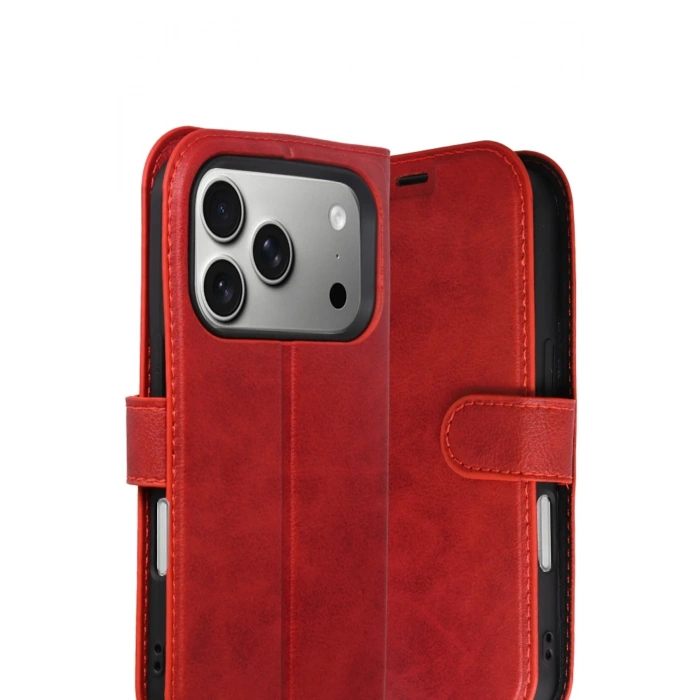 Durukar®   iPhone 17 Pro Trend S Plus Kapaklı Kılıf - Kırmızı