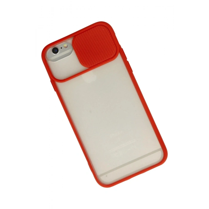 Durukar®  iPhone 6 Kılıf Palm Buzlu Kamera Sürgülü Silikon - Kırmızı