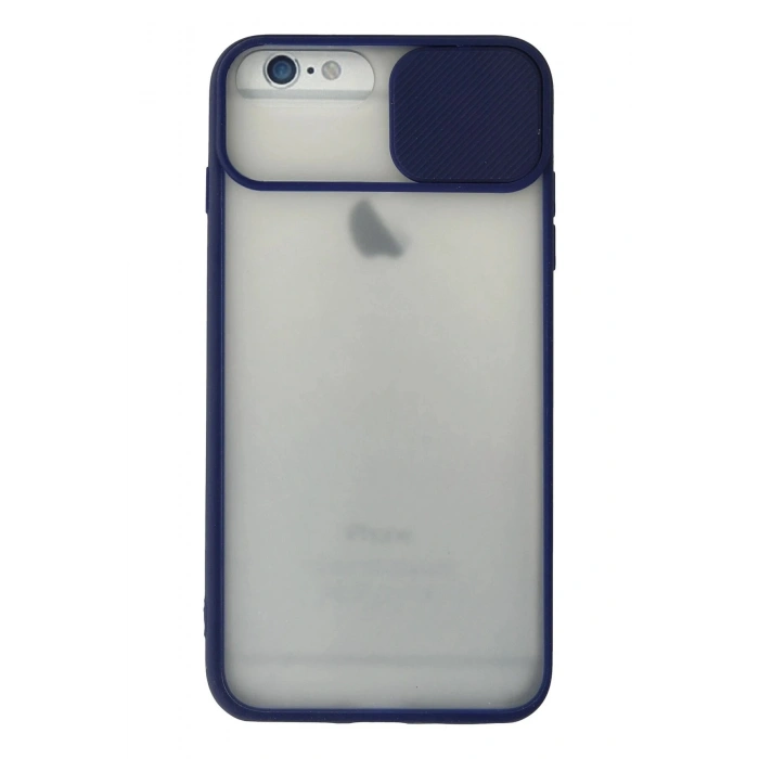 Durukar®  iPhone 6 Plus Kılıf Palm Buzlu Kamera Sürgülü Silikon - Lacivert