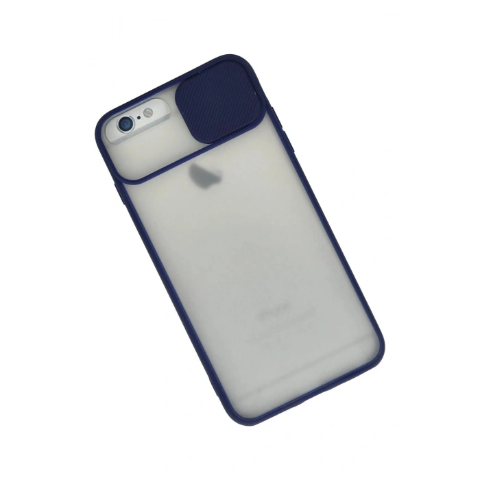Durukar®  iPhone 6 Plus Kılıf Palm Buzlu Kamera Sürgülü Silikon - Lacivert