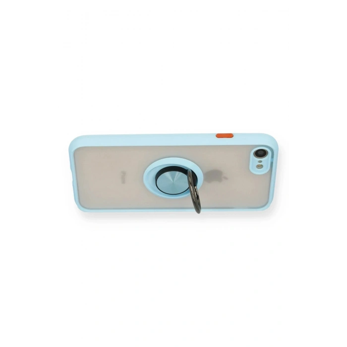 Durukar®  iPhone 7 Kılıf Montreal Yüzüklü Silikon Kapak - Buz Mavi