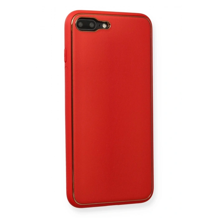 Durukar®  iPhone 7 Plus Kılıf Coco Deri Silikon Kapak - Kırmızı