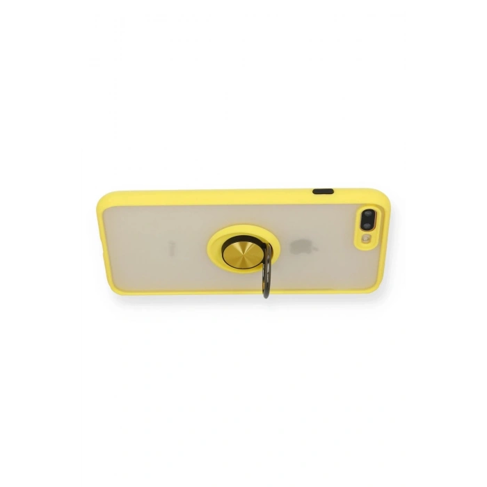Durukar®  iPhone 7 Plus Kılıf Montreal Yüzüklü Silikon Kapak - Sarı
