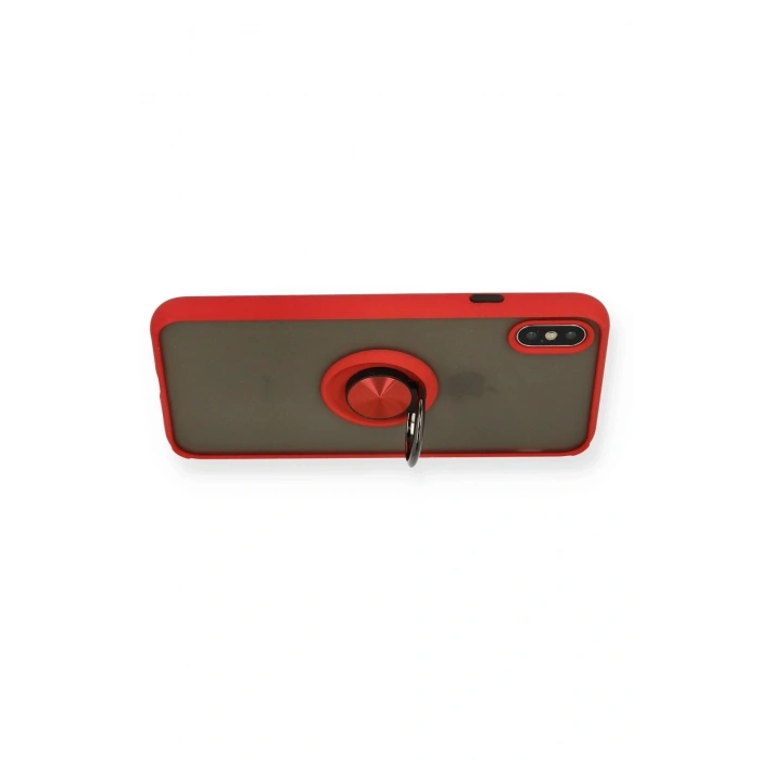 Durukar®  iPhone X Kılıf Montreal Yüzüklü Silikon Kapak - Kırmızı