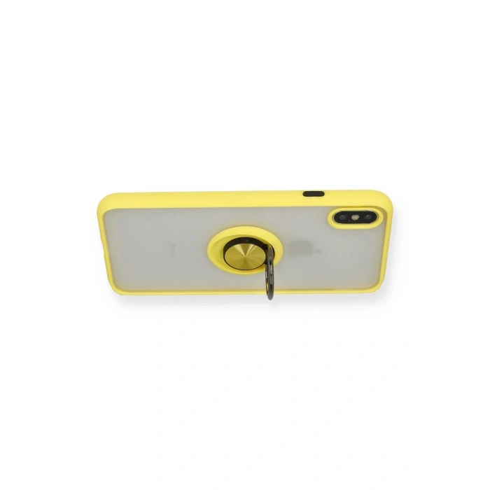 Durukar®  iPhone X Kılıf Montreal Yüzüklü Silikon Kapak - Sarı