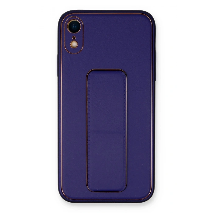 Durukar®  iPhone XR Kılıf Coco Deri Standlı Kapak - Mor
