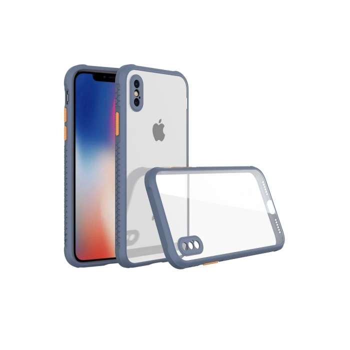 Durukar®  iPhone XS Max Kılıf Miami Şeffaf Silikon - Gri