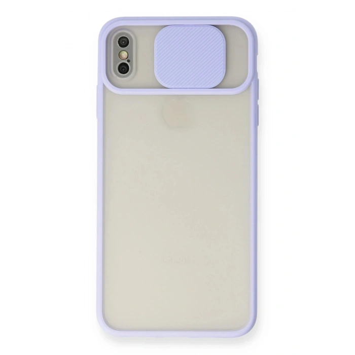 Durukar®  iPhone XS Max Kılıf Palm Buzlu Kamera Sürgülü Silikon - Lila