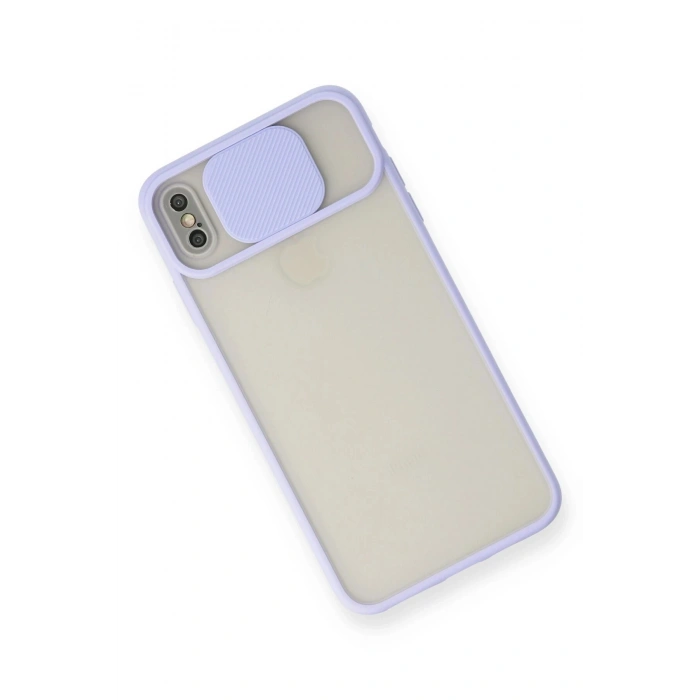 Durukar®  iPhone XS Max Kılıf Palm Buzlu Kamera Sürgülü Silikon - Lila