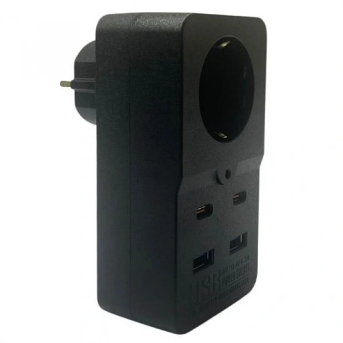 Durukar® Isıya Dayanıklı Termal Akım Korumalı 1 Priz Girişli 2 USB Girişli 2 TYPE-C Girişli Pirz