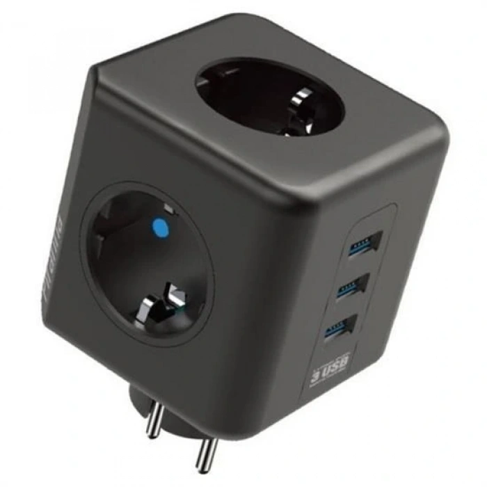 Durukar® Isıya Dayanıklı Termal Akım Korumalı ve Çocuk Korumalı 3 Priz Girişli 3 USB Girişli Küp Priz