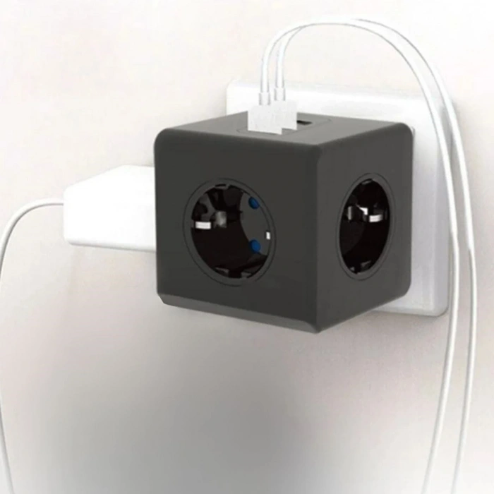 Durukar® Isıya Dayanıklı Termal Akım Korumalı ve Çocuk Korumalı 3 Priz Girişli 3 USB Girişli Küp Priz