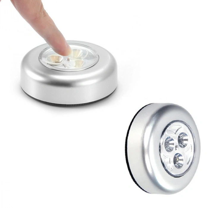 Durukar® Kablosuz Spot Pilli Dokunmatik Led Lamba 3 Ledli Dolap Lambası