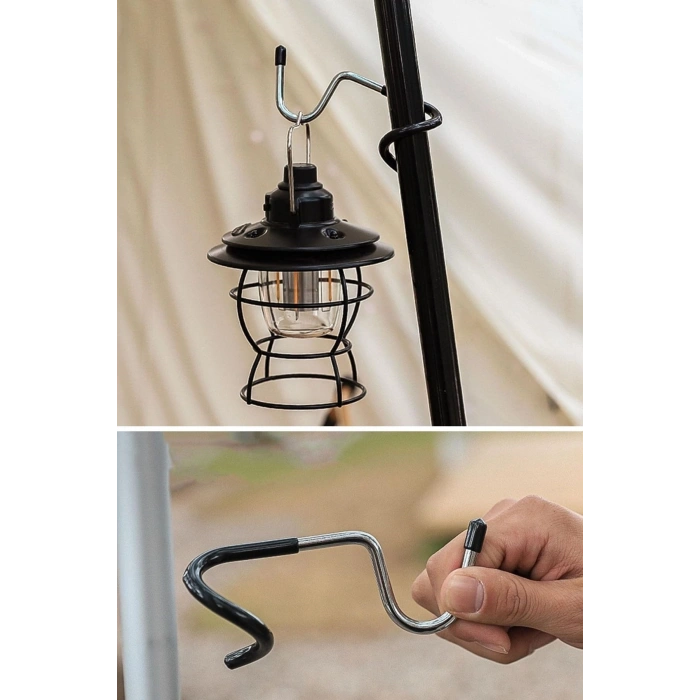 Durukar® Kamp İçin Çok Fonksiyonlu S-Şekilli Direk Askısı Kaymaz Paslanmaz Çelik Eşya Asma Kancası