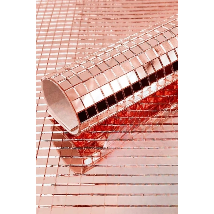 Durukar® Kare Bronz Cam Mozaik Fayans Çıkartmaları El İşi Kare Cam Fayans Kendinden Yapışkanlı Aynalı Dekor Panel 30x30 Cm