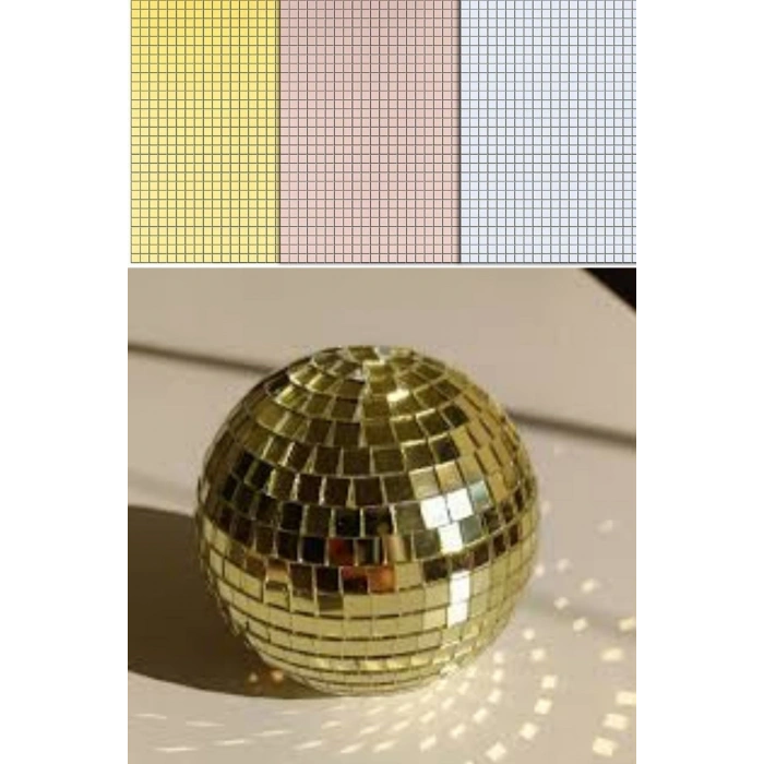 Durukar® Kare Gold Cam Mozaik Fayans Çıkartmaları El İşi Kare Cam Fayans Kendinden Yapışkanlı Aynalı Dekor Panel 30x30 Cm