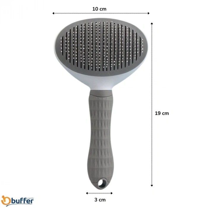 Durukar® Kedi Köpek Tüy Toplayıcı Kendini Temizleyebilen Ergonomik Rahat Evcil Hayvan Tarağı Gri