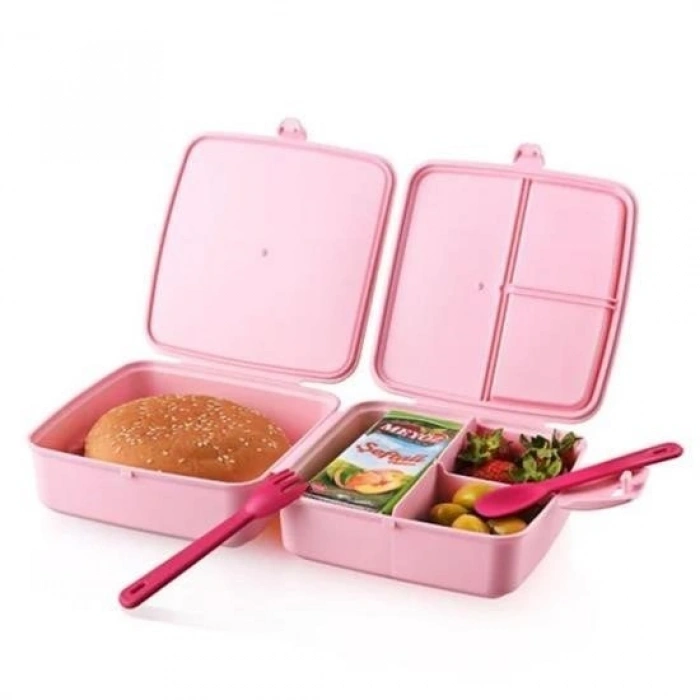 Durukar® Self-spooned Forked Feeding Box 4 Compartment Childrens Lunch Box Storage Box