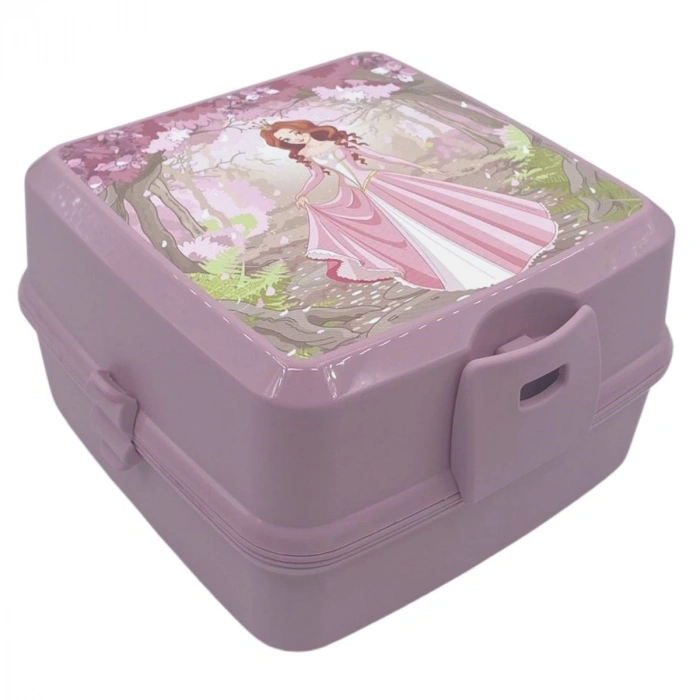 Durukar® Kendiliğinden Kaşık Çatallı Beslenme Kutusu 4 Bölmeli Çocuk Beslenme Kabı Saklama Kutusu