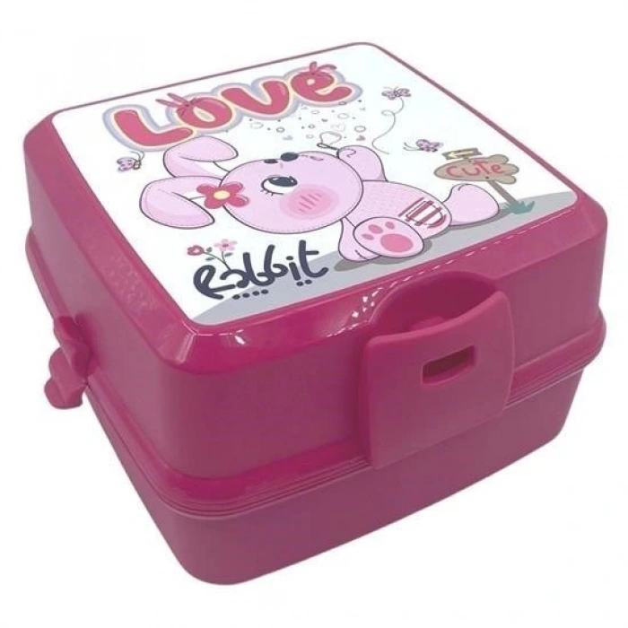 Durukar® Kendiliğinden Kaşık Çatallı Beslenme Kutusu 4 Bölmeli Çocuk Beslenme Kabı Saklama Kutusu