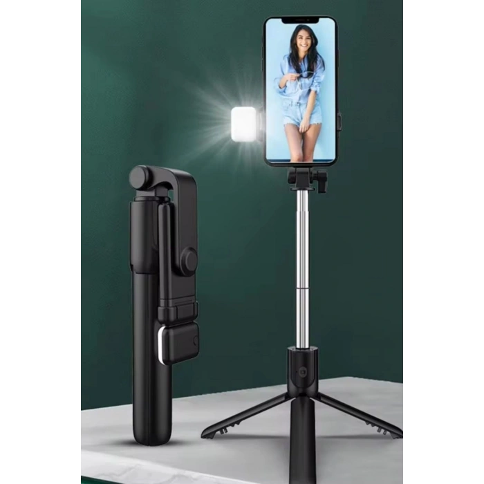 Durukar® Kendiliğinden LED Işıklı Kumandalı Uzayabilen Selfie Çubuğu,Masa Üstü Tripod