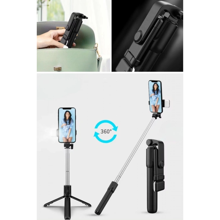 Durukar® Kendiliğinden LED Işıklı Kumandalı Uzayabilen Selfie Çubuğu,Masa Üstü Tripod